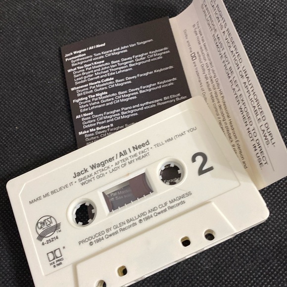 Vintage classic 86’s cassette tape-Jack Wagner All I Need - Picture 4 of 6